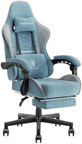 Fabric Gaming Chair with Pocket Spring Cushion, Massage, and Footrest — Smart Chairs, Dowinx