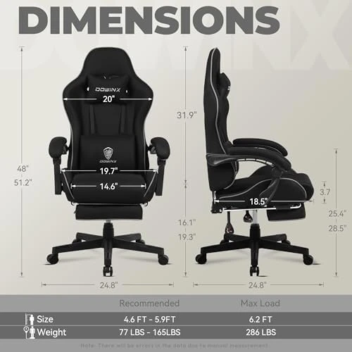 Gaming Chair Fabric with Pocket Spring Cushion, Massage Game Chair Cloth with Headrest, Ergonomic Computer Chair with... — Smart Chairs, Dowinx