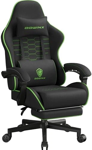 Gaming Chair Fabric with Pocket Spring Cushion, Massage Game Chair Cloth with Headrest, Ergonomic Computer Chair with... — Smart Chairs, Dowinx