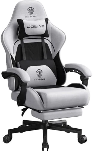 Gaming Chair Fabric with Pocket Spring Cushion, Massage Game Chair Cloth with Headrest, Ergonomic Computer Chair with... — Smart Chairs, Dowinx