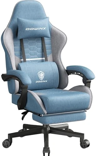 Gaming Chair Fabric with Pocket Spring Cushion, Massage Game Chair Cloth with Headrest, Ergonomic Computer Chair with... — Smart Chairs, Dowinx