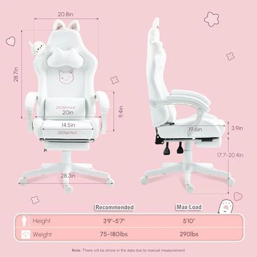 Gaming Chair with Cat Ears and Massage Lumbar Support — Smart Chairs, Dowinx