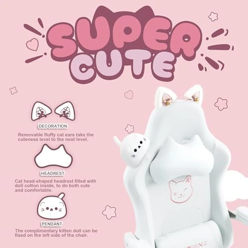 Gaming Chair with Cat Ears and Massage Lumbar Support — Smart Chairs, Dowinx