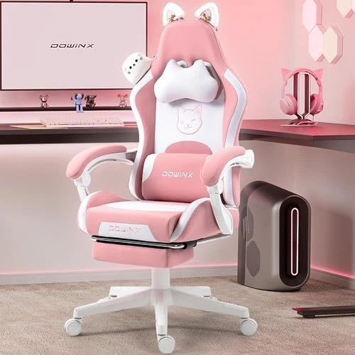 Gaming Chair with Cat Ears and Massage Lumbar Support — Smart Chairs, Dowinx