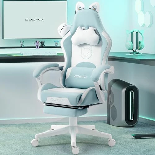 Gaming Chair with Cat Ears and Massage Lumbar Support — Smart Chairs, Dowinx