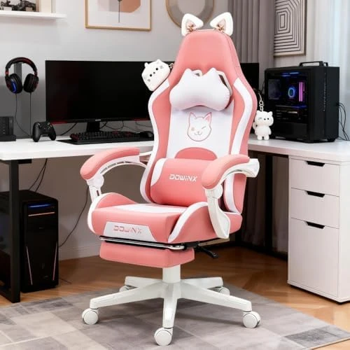 Gaming Chair with Cat Ears and Massage Lumbar Support — Smart Chairs, Dowinx