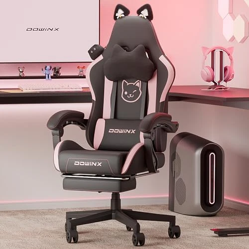 Gaming Chair with Cat Ears and Massage Lumbar Support — Smart Chairs, Dowinx