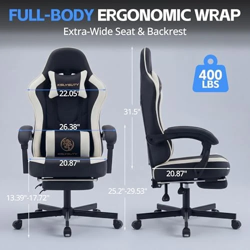 Gaming Chair with Footrest and Lumbar Support — Smart Chairs, Kslysuty
