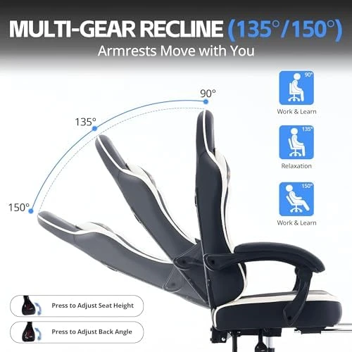 Gaming Chair with Footrest and Lumbar Support — Smart Chairs, Kslysuty