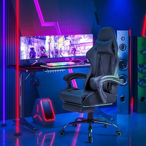 Gaming Chair with Footrest and Massage Lumbar Support — Smart Chairs, Homall