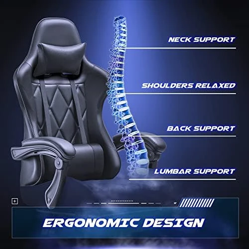 Gaming Chair with Footrest and Massage Lumbar Support — Smart Chairs, Homall
