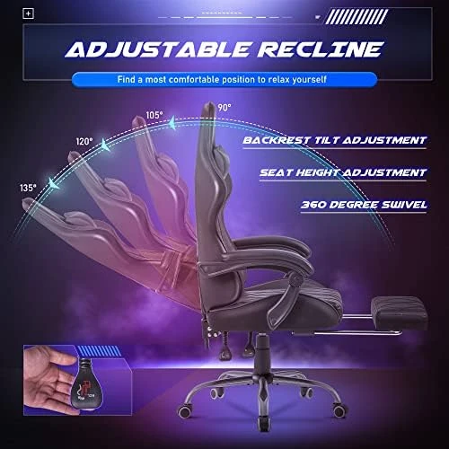 Gaming Chair with Footrest and Massage Lumbar Support — Smart Chairs, Homall