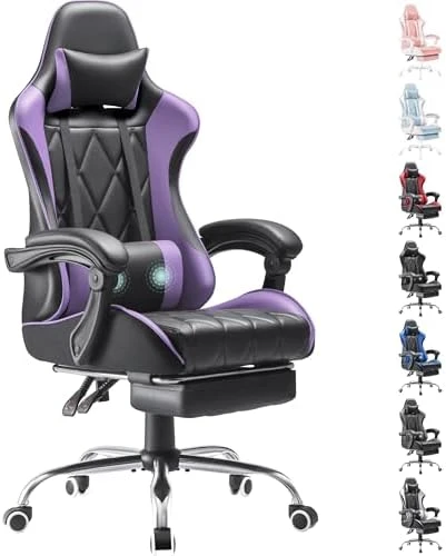 Gaming Chair with Footrest and Massage Lumbar Support — Smart Chairs, Homall