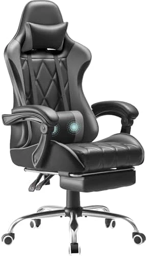 Gaming Chair with Footrest and Massage Lumbar Support — Smart Chairs, Homall