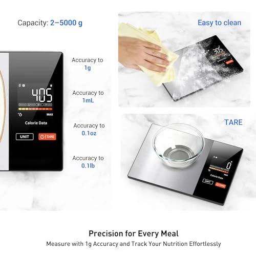Kitchen Scales Food Scales Calorie Counting Nutrition Food Scale with Free App & Bluetooth Tracks 20 Nutrients — Smart Scale, Tofitter