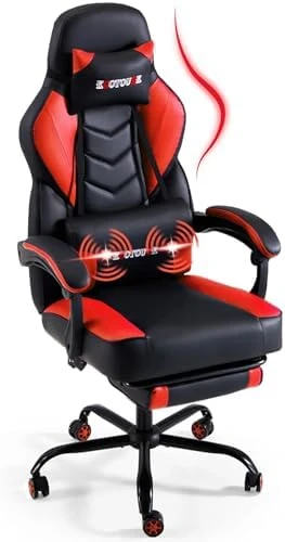 Massage Gaming Chair with Lumbar Support and Footrest — Smart Chairs, ECOTOUGE