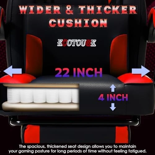 Massage Gaming Chair with Lumbar Support and Footrest — Smart Chairs, ECOTOUGE