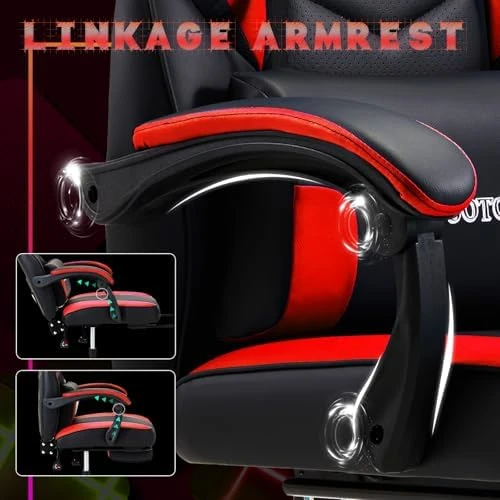 Massage Gaming Chair with Lumbar Support and Footrest — Smart Chairs, ECOTOUGE