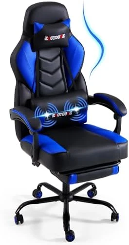 Massage Gaming Chair with Lumbar Support and Footrest — Smart Chairs, ECOTOUGE