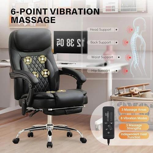 Massage Office Chair with Vibration, Heat, and Foot Rest — Massage Chairs, BIGGARSIT