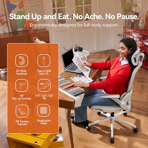 Office Chair, Comfy Ergonomic Office Chair, High Back Computer Chair with Adaptive Lumbar Support & Wide Headrest,... — Smart Chairs, SIHOO