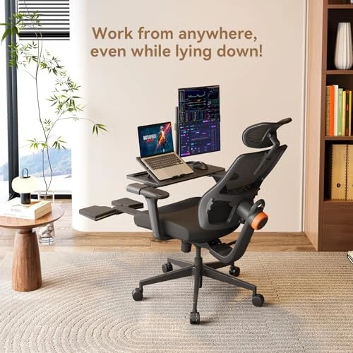 Office Chair with Footrest, Auto-Following Lumbar Support, High Back Desk Chair with 4D Armrest, 136° Tilt Lock,... — Smart Chairs, NEWTRAL