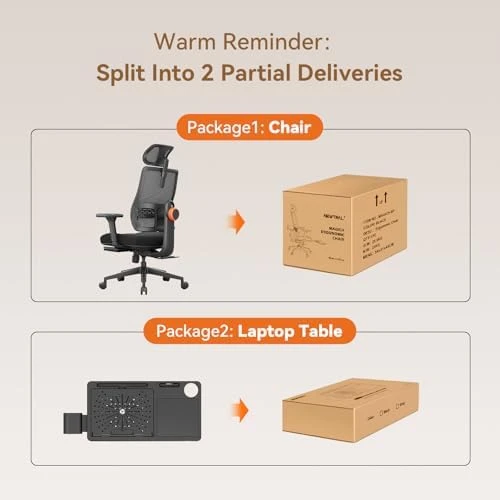 Office Chair with Footrest, Auto-Following Lumbar Support, High Back Desk Chair with 4D Armrest, 136° Tilt Lock,... — Smart Chairs, NEWTRAL