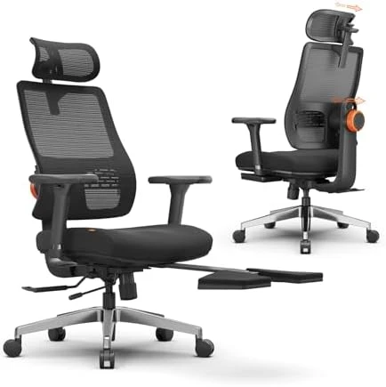 Office Chair with Footrest, Auto-Following Lumbar Support, High Back Desk Chair with 4D Armrest, 136° Tilt Lock,... — Smart Chairs, NEWTRAL