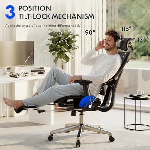 Premium Ergonomic Office Chair with Footrest — Smart Chairs, FLEXISPOT