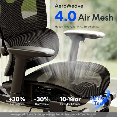 Premium Ergonomic Office Chair with Footrest — Smart Chairs, FLEXISPOT