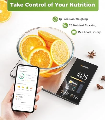 Smart Food Kitchen Scale with Nutrition Calculator and Color Display — Smart Scale, Atogou