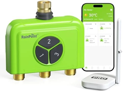 3 Zone WiFi Water Timer with Smart Gateway — Irrigation System, RainPoint