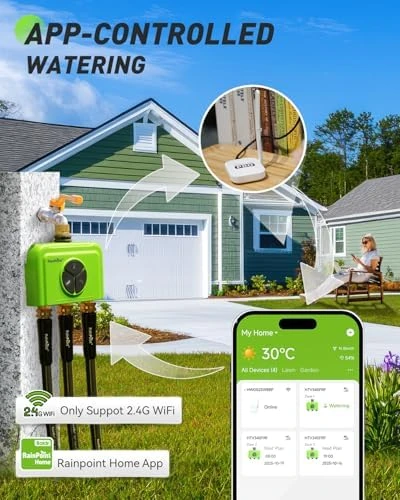 3 Zone WiFi Water Timer with Smart Gateway — Irrigation System, RainPoint