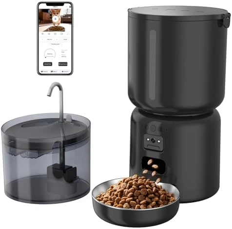 Automatic Cat Feeder and Waterer Set with Camera — Automatic Pet Feeder, YFL