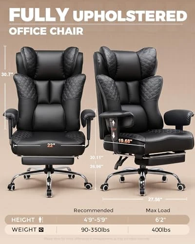 Big and Tall Office Chair with Foot Rest — Smart Chairs, GTPLAYER