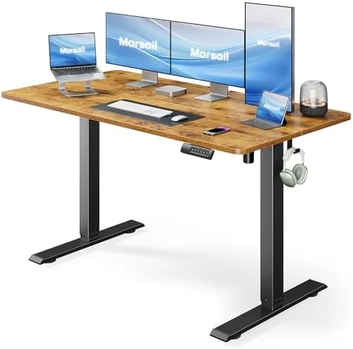 Electric Standing Desk, Adjustable Height Stand up Home Office Desk Large 55x24 Inch Sit Stand Computer Desk — Standing Desk, Marsail