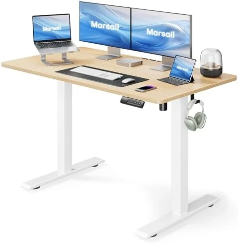 Electric Standing Desk, Adjustable Height Stand up Home Office Desk Large 55x24 Inch Sit Stand Computer Desk — Standing Desk, Marsail