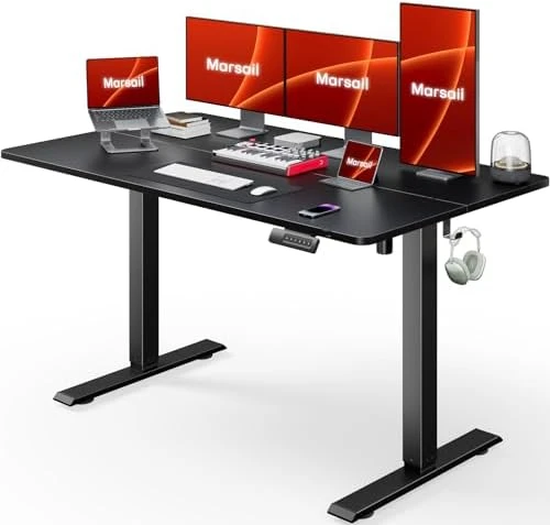 Electric Standing Desk, Adjustable Height Stand up Home Office Desk Large 55x24 Inch Sit Stand Computer Desk — Standing Desk, Marsail