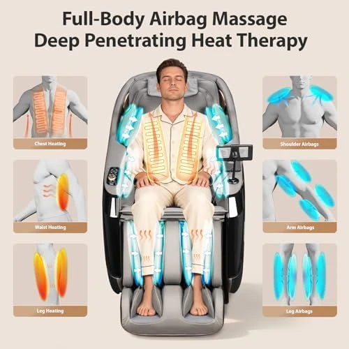 Massage Chair Full Body Ultra Long SL-Track Zero Gravity Recliner with Foot Roller, Airbags, Heating, AI Voice, Yoga... — Massage Chairs, Gethope