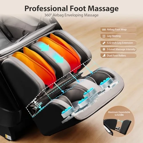 Massage Chair Full Body Ultra Long SL-Track Zero Gravity Recliner with Foot Roller, Airbags, Heating, AI Voice, Yoga... — Massage Chairs, Gethope