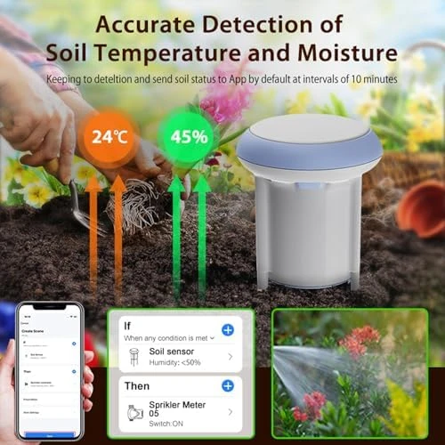 Smart Soil Temperature Humidity Sensor Plant Monitor — Soil Moisture Sensor, Walfront
