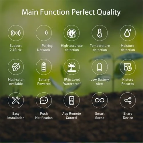 Smart Soil Temperature Humidity Sensor Plant Monitor — Soil Moisture Sensor, Walfront