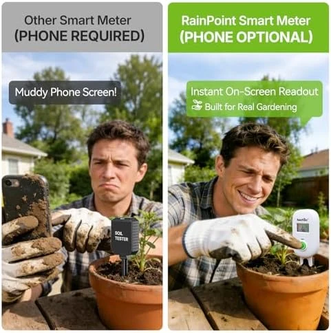 Visual Gauge Digital Smart Wireless Plant Moisture Meter Kit — Soil Moisture Sensor, RainPoint