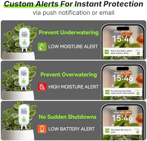 Visual Gauge Digital Smart Wireless Plant Moisture Meter Kit — Soil Moisture Sensor, RainPoint