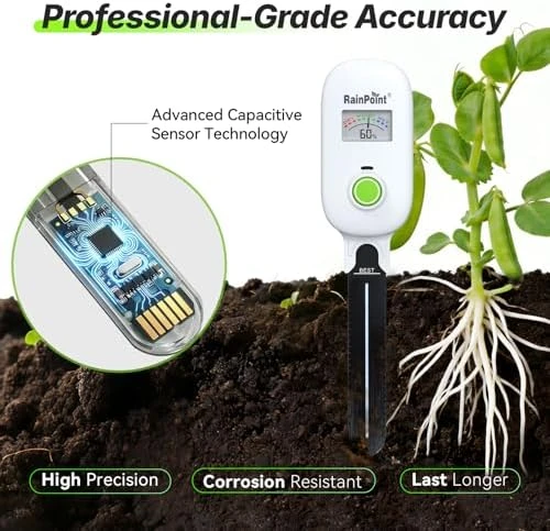 Visual Gauge Digital Smart Wireless Plant Moisture Meter Kit — Soil Moisture Sensor, RainPoint