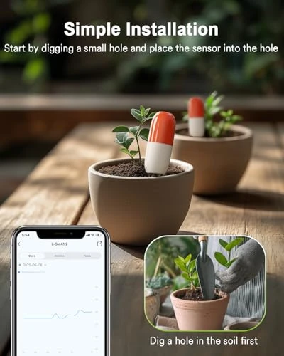Wireless WiFi Moisture and Temperature Soil Meter — Soil Moisture Sensor, Lumary