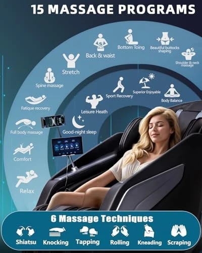 Zero Gravity Massage Chair with Body Scan, 4D Shiatsu, Heated Back and Legs, AI Voice Control, Bluetooth Speaker,... — Massage Chairs, RelaxRelife