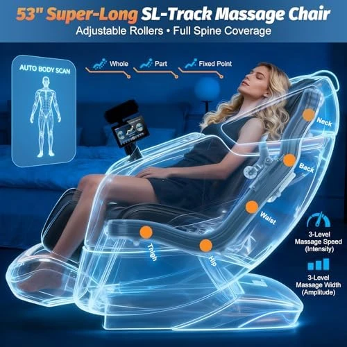 Zero Gravity Shiatsu Massage Chair Recliner with AI Voice, LED Backlight Remote Control, Waist and Calf Heating, Phone... — Massage Chairs, KTENTITO