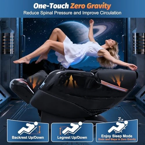 Zero Gravity Shiatsu Massage Chair Recliner with AI Voice, LED Backlight Remote Control, Waist and Calf Heating, Phone... — Massage Chairs, KTENTITO