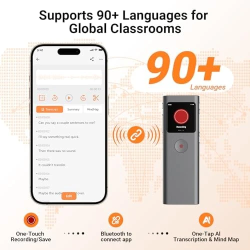 AI Digital Voice Recorder with Transcription and Summarization — Translator Device, Yorlu